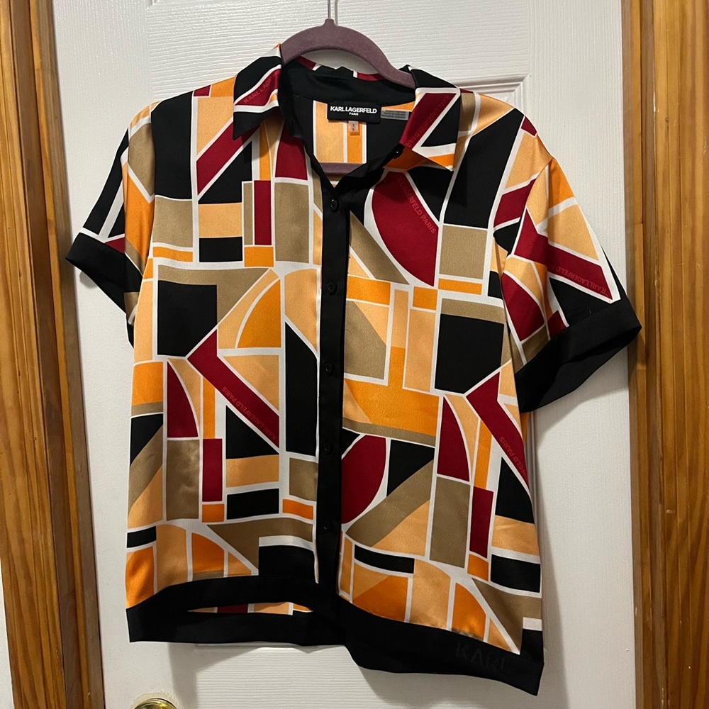 KARL LAGERFELD PARIS - Geometric Print Button Down Shirt